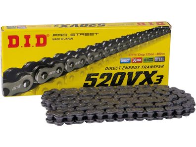 DID Kette "520VX3" 5/8 x 1/4, Pro-Street X-Ring, v 76 Glieder, Ni