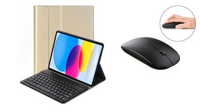 3in1 Bluetooth Tastatur + Maus + Cover für Apple iPad 10. Gen 2022 10.9 Zoll