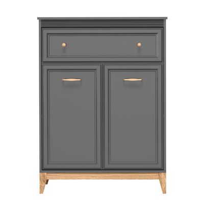 AX LIVING Kommode Nymphen Dunkelgrau 1 Schublade 2 Türen MDF Eiche Beine schmal