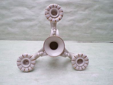 3er Kerzenleuchter creme-gold mit Vase Gerold & Tettau Porzellan