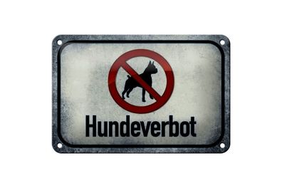 Blechschild Hinweis "Hundeverbot" 18x12cm gewölbt