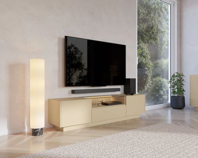 TV-Lowboard 176x43 cm HIRO E Kakao/Eiche Cremona Beige mit LED