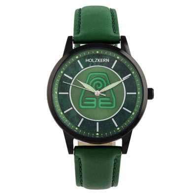 Holzkern Unisex-Armbanduhr Avatar™ Earth Kingdom Achat/Grün