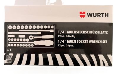 1/4-Zoll Multi-Steckschlüssel Sortiment - 34-teilig | Profi-Ratschen-Set für Werkstat