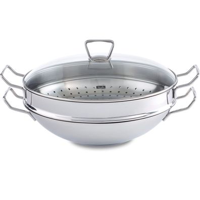 Fissler Nanjing Wok mit Glasdeckel und Dämpfeinsatz 36 cm 006-833-35-001/0 4009209