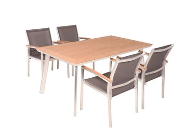 Garten-Sitzgruppe JURO 5-tlg. Kunststoff Braun Gartenmöbel-Set Gartengarnitur