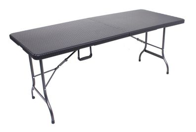 Gartentisch MELVIN klappbar Rattan-Optik Kunststoff Schwarz 180x74x73cm Klapptisch