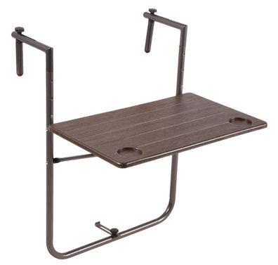 Balkontisch KONNI Holz-Optik Kunststoff Braun 59,5x35x83,5cm Gartentisch Balkon-Tisch