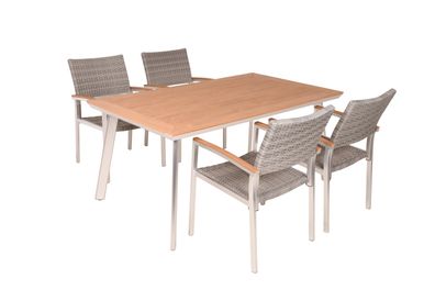 Garten-Sitzgruppe NAMES 5-tlg. Kunststoff Braun Gartenm?bel-Set Gartengarnitur