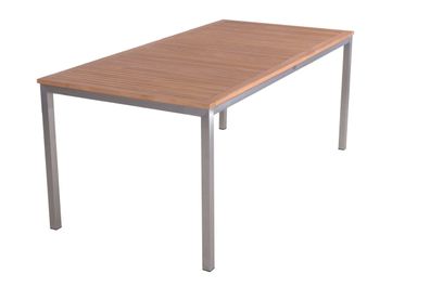 Garten-Sitzgruppe PAUL 5-tlg. Tisch 4x Hochlehner Braun Teak Silber Gartenm?bel-Set
