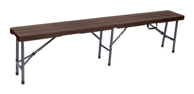 Gartenbank OLE Holz-Optik 180cm Breit Kunststoff Braun Klappbank Wetterfest Sitzbank