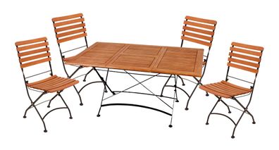 Garten-Sitzgruppe TOR 5-tlg. Eukalyptus Schwarz Ohne Armlehne Gartenm?bel-Set