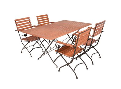 Garten-Sitzgruppe TOR 5-tlg. Eukalyptus Schwarz Mit Armlehne Gartenm?bel-Set