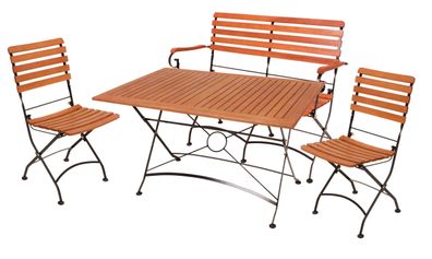 Garten-Sitzgruppe BJORN Eukalyptus Schwarz Ohne Armlehne Gartenm?bel-Set