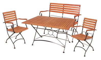Garten-Sitzgruppe BJORN Eukalyptus Schwarz Mit Armlehne Gartenm?bel-Set