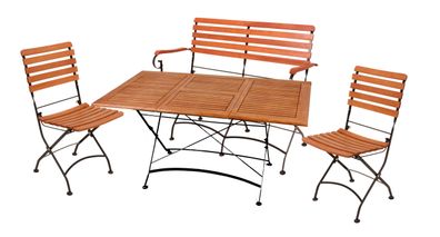 Garten-Sitzgruppe ALMA Eukalyptus Schwarz Ohne Armlehne Gartenm?bel-Set