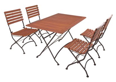 Garten-Sitzgruppe ASTA 5tlg Eukalyptus Natur Gartenm?bel-Set Gartengarnitur