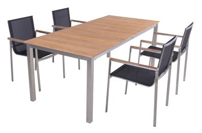 Garten-Sitzgruppe SVEA 5-tlg. Teak Hellbraun Gartenm?bel-Set Gartengarnitur