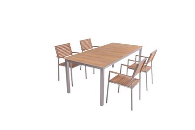 Garten-Sitzgruppe FRIDA 5-tlg. Teak Natur Gartenm?bel-Set Gartengarnitur