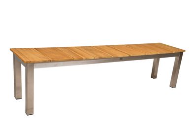 Gartenbank GRETA ohne R?ckenlehne 180cm Breit Teak Natur Terrassenbank Wetterfest