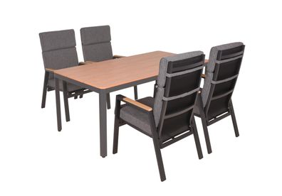 Garten-Sitzgruppe LEA 5-tlg. Kunststoff Braun Gartenmöbel-Set Gartengarnitur
