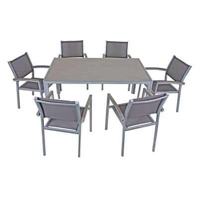 Gartenmöbel Set Grace 7tlg. Kunststoff Grau Gartenmöbel-Set Gartengarnitur