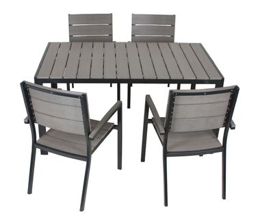 Garten-Sitzgruppe MILA 5tlg. Kunststoff Anthrazit Gartenm?bel-Set Gartengarnitur