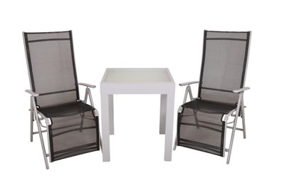 Garten-Sitzgruppe LARA 3-tlg. Kunststoff Schwarz Gartenmöbel-Set Gartengarnitur