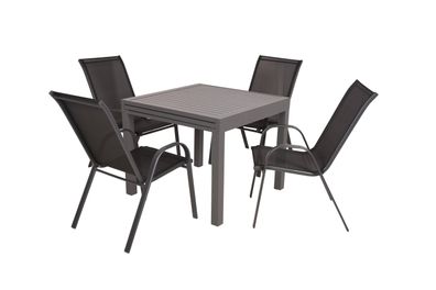 Garten-Sitzgruppe IRMA 5-tlg. Kunststoff Schwarz Gartenm?bel-Set Gartengarnitur
