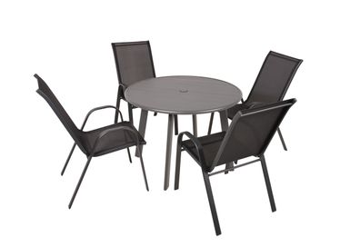 Garten-Sitzgruppe NADIA 5-tlg. Kunststoff Anthrazit Gartenmöbel-Set Gartengarnitur
