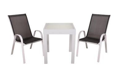 Garten-Sitzgruppe NATALI 3-tlg. Kunststoff Schwarz Gartenmöbel-Set Gartengarnitur