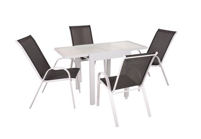 Garten-Sitzgruppe NATALI 5-tlg. Kunststoff Schwarz Gartenmöbel-Set Gartengarnitur