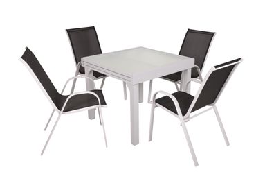 Garten-Sitzgruppe SELINA 5-tlg. Kunststoff Schwarz Gartenmöbel-Set Gartengarnitur