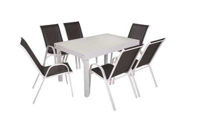 Garten-Sitzgruppe SILKE 7-tlg. Kunststoff Schwarz Gartenmöbel-Set Gartengarnitur