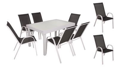 Garten-Sitzgruppe SILKE 9-tlg. Kunststoff Schwarz Gartenm?bel-Set Gartengarnitur