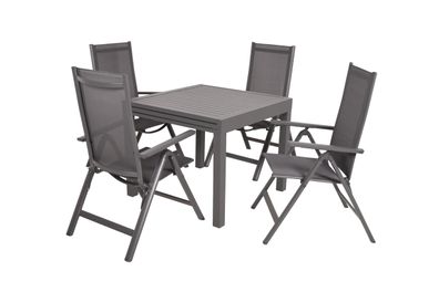 Garten-Sitzgruppe TESSA 5-tlg. Kunststoff Anthrazit Gartenmöbel-Set Gartengarnitur