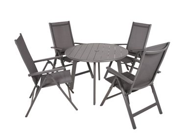 Garten-Sitzgruppe UTE 5-tlg. Kunststoff Anthrazit Gartenm?bel-Set Gartengarnitur