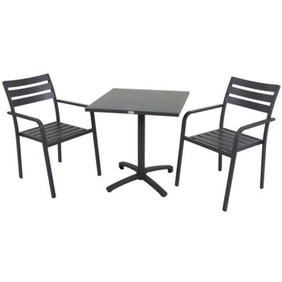 Garten-Sitzgruppe WANDA 3tlg. Aluminium Schwarz Gartenm?bel-Set Gartengarnitur