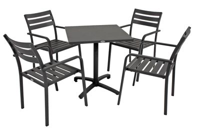 Garten-Sitzgruppe WANDA 5tlg. Aluminium Schwarz Gartenm?bel-Set Gartengarnitur
