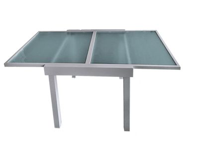 Gartentisch ADAM Aluminium/Temperglas Grau 65x65x75cm Ausziehtisch Esstisch