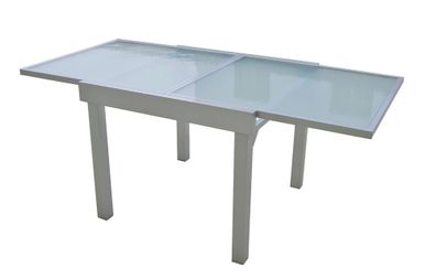 Gartentisch ADAM Aluminium/Temperglas Grau 90x90x75cm Ausziehtisch Esstisch