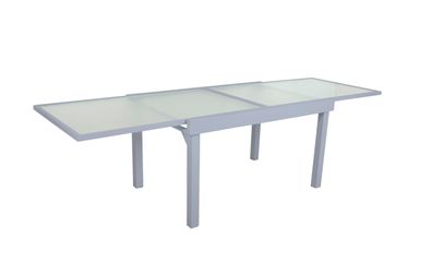 Gartentisch ADAM Aluminium/Temperglas Grau 90x135x75cm Ausziehtisch Esstisch