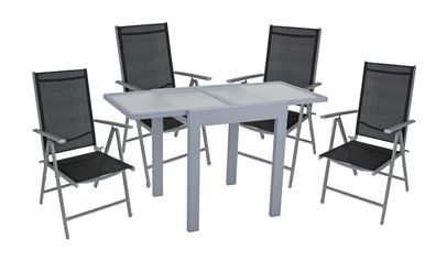 Garten-Sitzgruppe AXEL 5-tlg. Aluminium Grau Gartenm?bel-Set Gartengarnitur