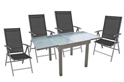 Garten-Sitzgruppe ARNE 5-tlg. Aluminium Grau Gartenm?bel-Set Gartengarnitur