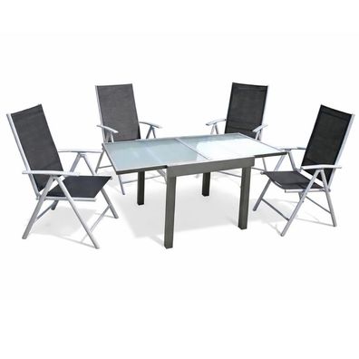 Garten-Sitzgruppe ARNE 7-tlg. Aluminium Grau Gartenm?bel-Set Gartengarnitur