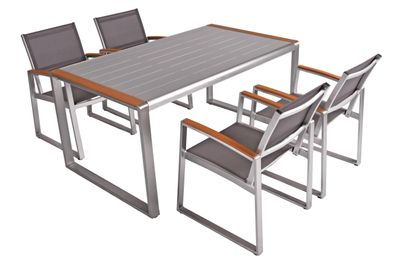 Garten-Sitzgruppe ANDY 5tlg. Kunststoffgewebe Hellbraun Gartenm?bel-Set
