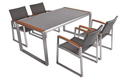 Garten-Sitzgruppe ANDY 5tlg. Kunststoffgeflecht Hellbraun Gartenm?bel-Set