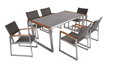 Garten-Sitzgruppe ANDY 7-tlg. Kunststoffgeflecht Hellbraun Gartenm?bel-Set