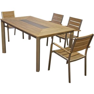 Garten-Sitzgruppe ALWIN 5-tlg. Kunststoff Braun Gartenmöbel-Set Gartengarnitur