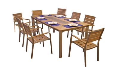 Garten-Sitzgruppe ALWIN 9-tlg. Kunststoff Braun Gartenm?bel-Set Gartengarnitur